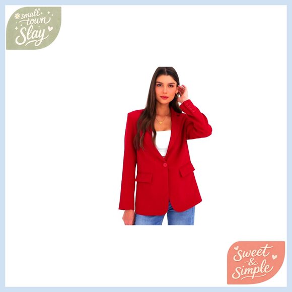 Long Sleeve Open Front Blazer, Business Casual Office Jacket, Standard Fit - Picture 6 of 6